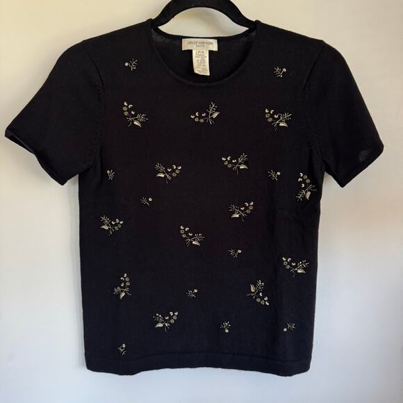 Jones New York Vintage Womens Pure Merino Wool Beaded Sweater Size SP Petite - Picture 1 of 11